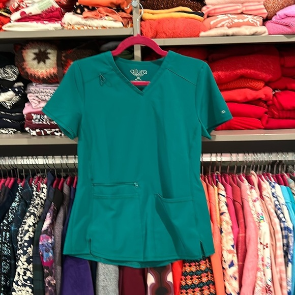Allura by Cherokee green size XS scrub top - Picture 1 of 3
